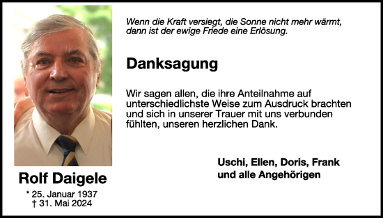 Traueranzeige von Rolf Daigele von WochenSpiegel