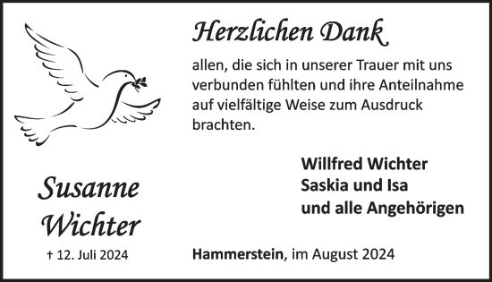 Traueranzeige von Susanne Wichter von WochenSpiegel