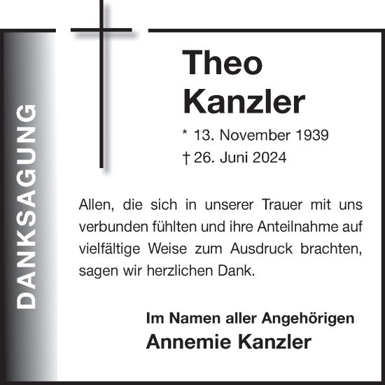 Traueranzeige von Theo Kanzler von WochenSpiegel