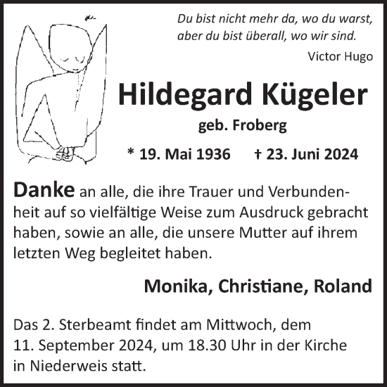 Traueranzeige von Victor Hugo von WochenSpiegel