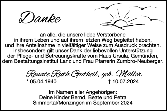 Traueranzeige von Renate Ruth Gutheil von WochenSpiegel