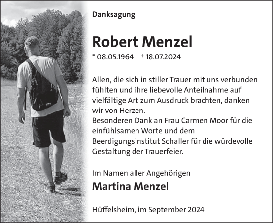 Traueranzeige von Robert Menzel von WochenSpiegel