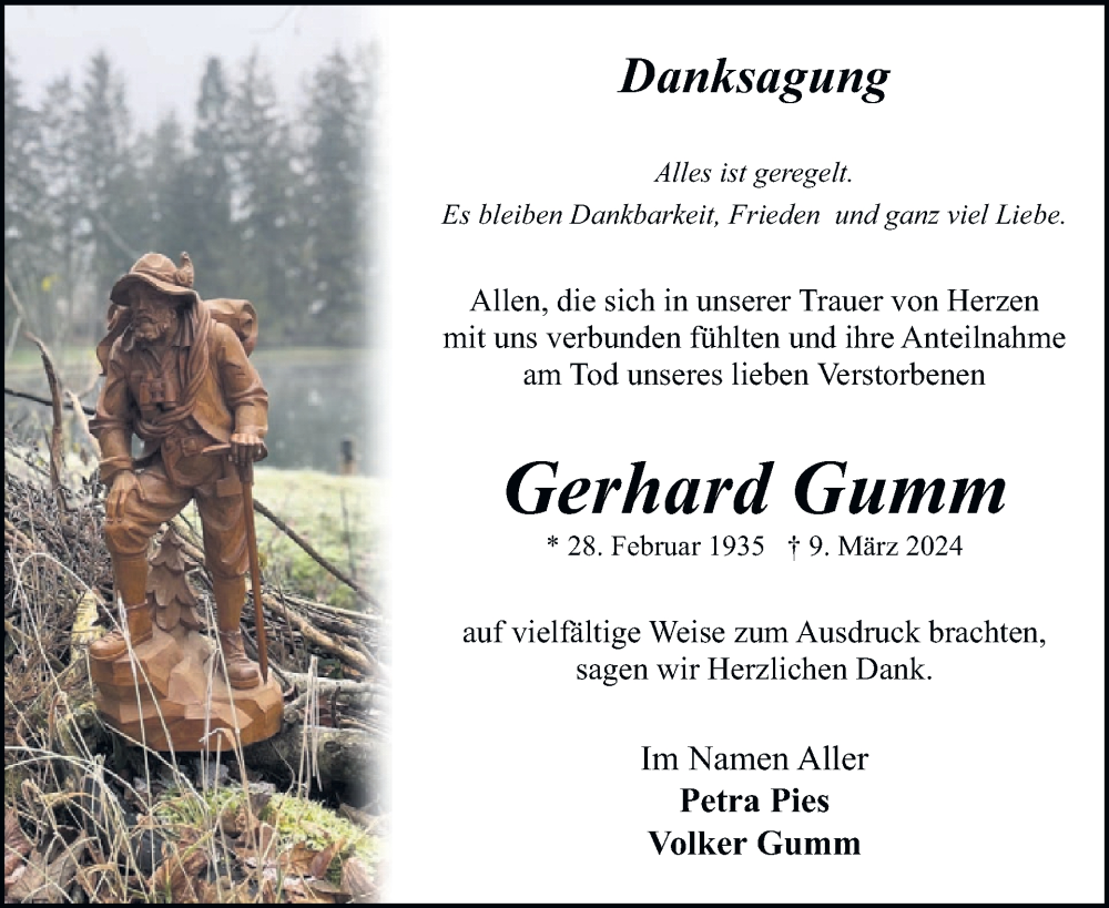  Traueranzeige für Gerhard Gumm vom 18.01.2025 aus WochenSpiegel