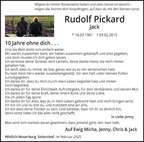 Traueranzeige von Rudolf Pickard von WochenSpiegel