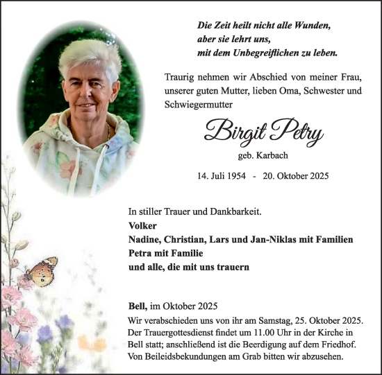 Traueranzeige von Birgit Oetry von WochenSpiegel