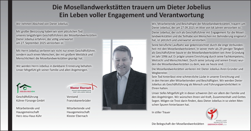  Traueranzeige für Dieter Jobelius vom 15.10.2025 aus WochenSpiegel