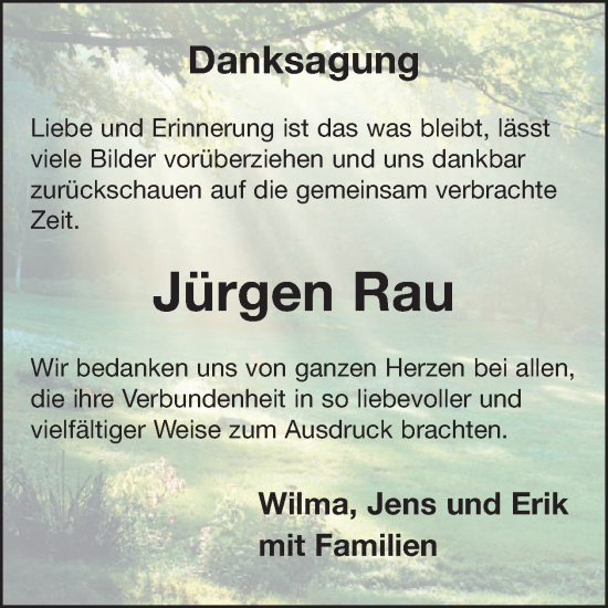 Traueranzeige von Jürgen Rau von WochenSpiegel