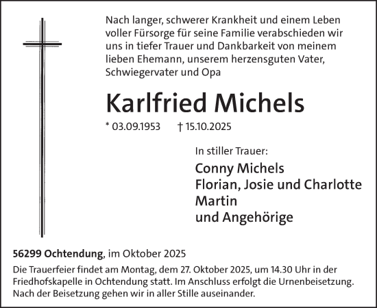 Traueranzeige von Karlfried Michels von WochenSpiegel