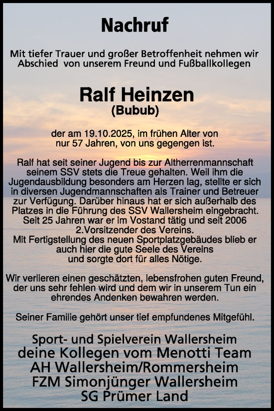 Traueranzeige von Ralf Heinzen von WochenSpiegel