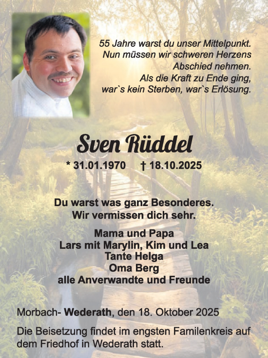 Traueranzeige von Sven Rüddel von WochenSpiegel