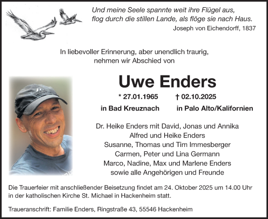 Traueranzeige von Uwe Enders von WochenSpiegel