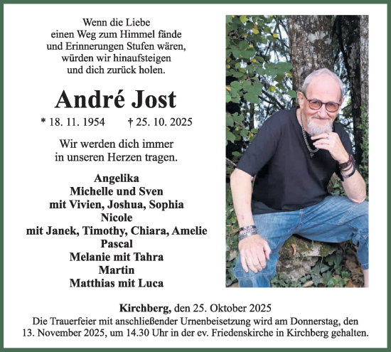 Traueranzeige von André Jost von WochenSpiegel