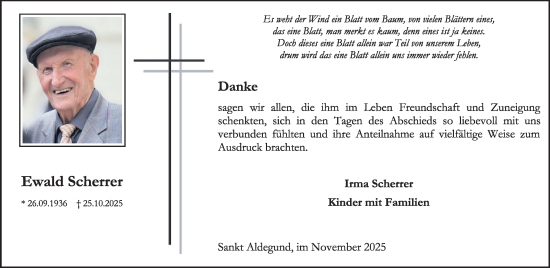 Traueranzeige von Ewald Scherrer von WochenSpiegel