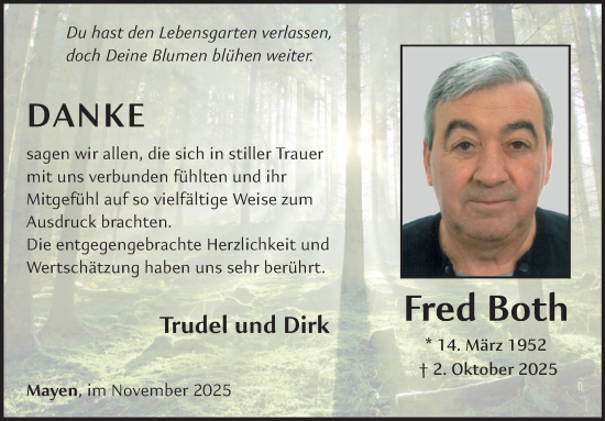Traueranzeige von Fred Both von WochenSpiegel