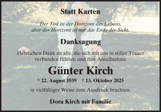 Traueranzeige von Günter Kirch von WochenSpiegel