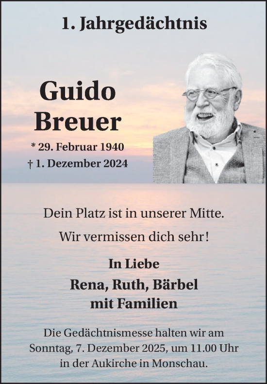 Traueranzeige von Guido Breuer von WochenSpiegel