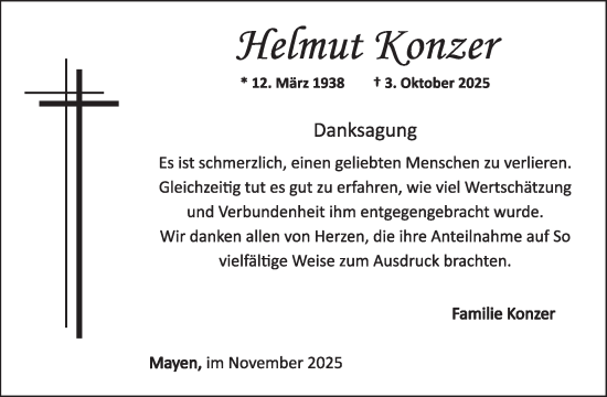 Traueranzeige von Helmut Konzer von WochenSpiegel