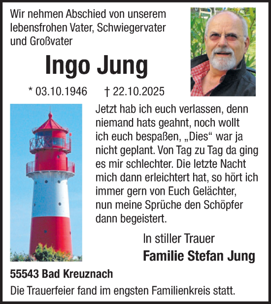 Traueranzeige von Ingo Jung von WochenSpiegel