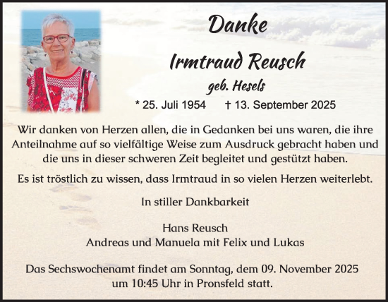 Traueranzeige von Irmtraud Reusch von WochenSpiegel