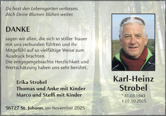 Traueranzeige von Karl-Heinz Strobel von WochenSpiegel