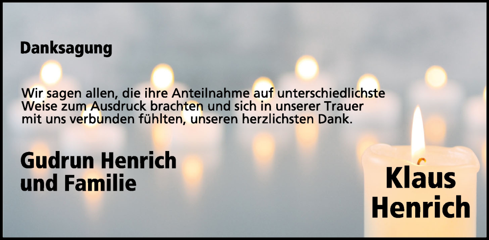  Traueranzeige für Klaus Henrich vom 19.11.2025 aus WochenSpiegel