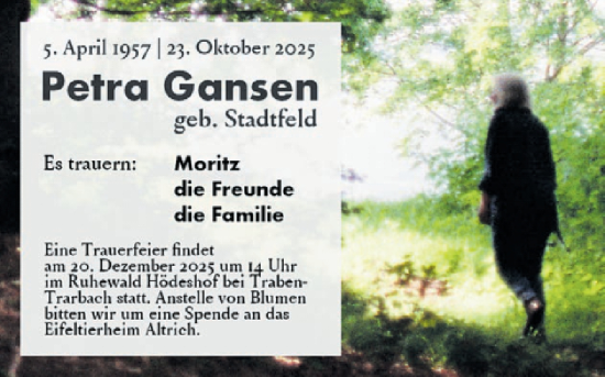 Traueranzeige von Petra Gansen von WochenSpiegel