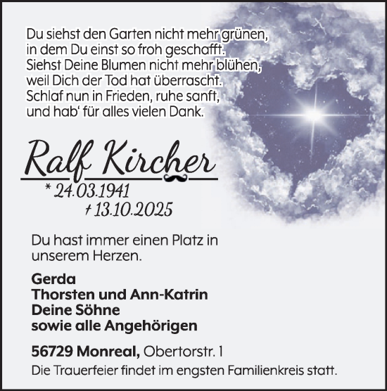 Traueranzeige von Ralf Kircher von WochenSpiegel