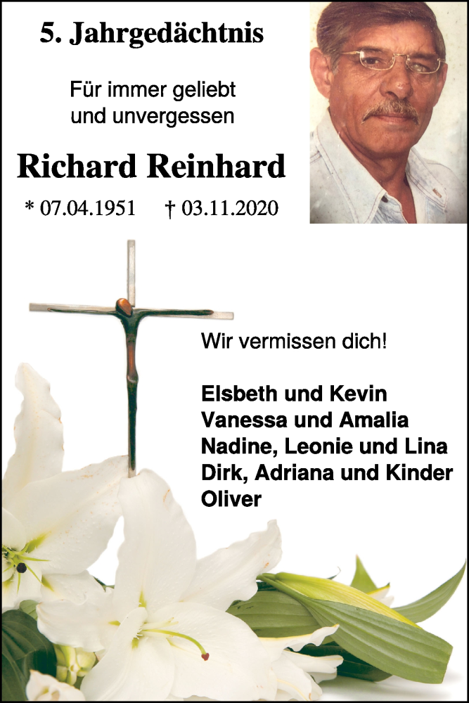  Traueranzeige für Richard Reinhard vom 12.11.2025 aus WochenSpiegel