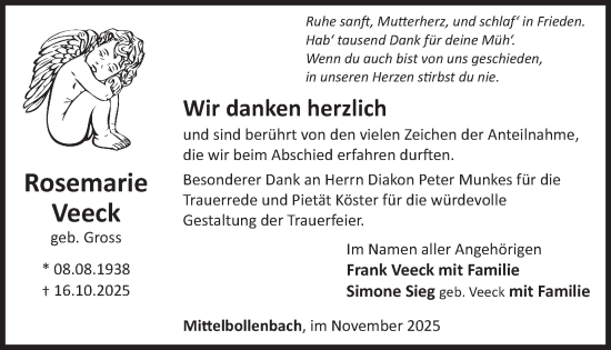 Traueranzeige von Rosemarie Veeck von WochenSpiegel