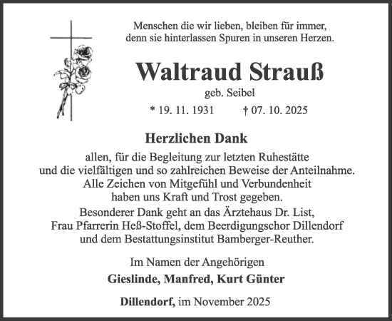 Traueranzeige von Waltraud Strauß von WochenSpiegel