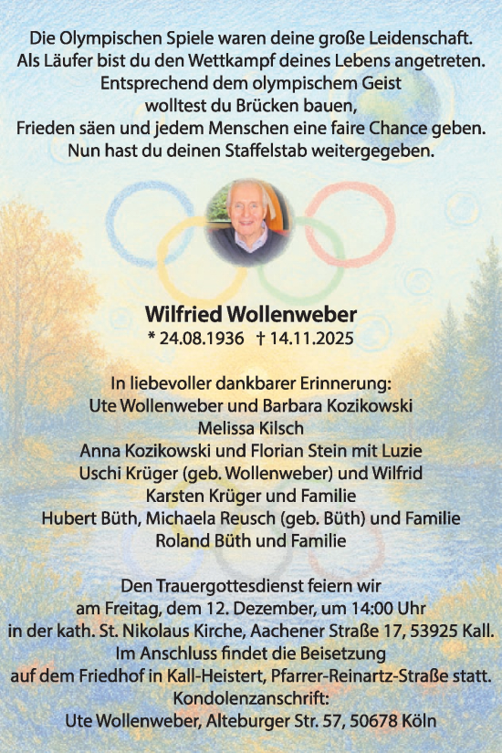 Traueranzeige von Wilfried Wollenweber von WochenSpiegel