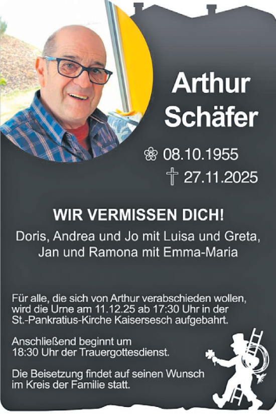 Traueranzeige von Arthur Schäfer von WochenSpiegel