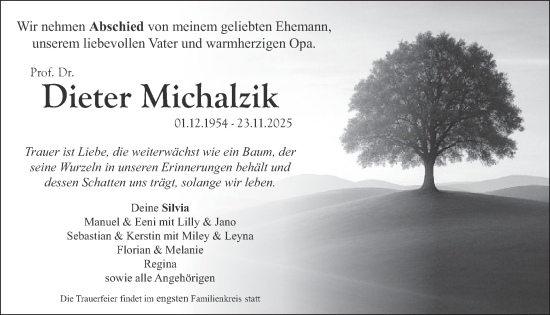Traueranzeige von Dieter Michalzik von WochenSpiegel