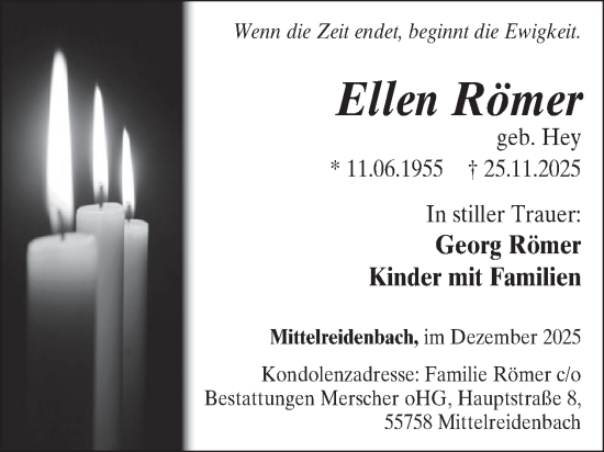 Traueranzeige von Ellen Römer von WochenSpiegel
