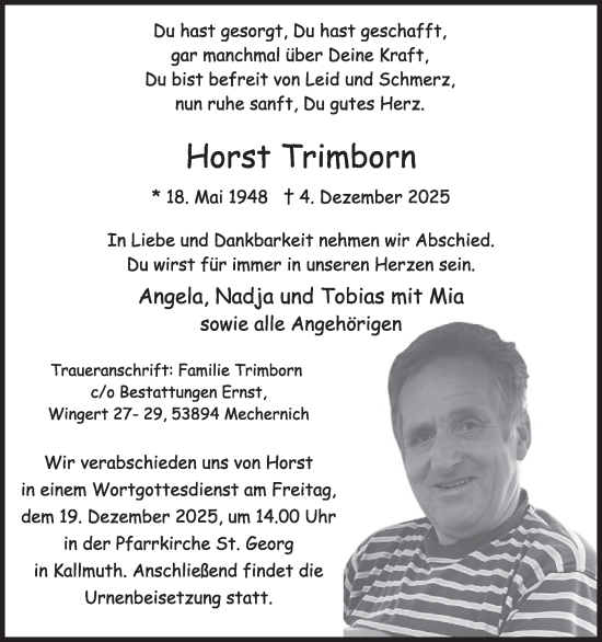 Traueranzeige von Horst Trimborn von WochenSpiegel