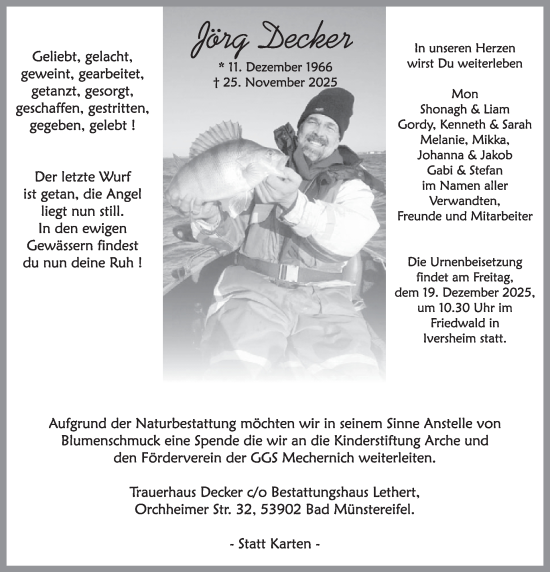 Traueranzeige von Jörg Decker von WochenSpiegel