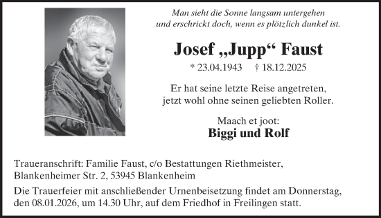 Traueranzeige von Josef Faust von WochenSpiegel