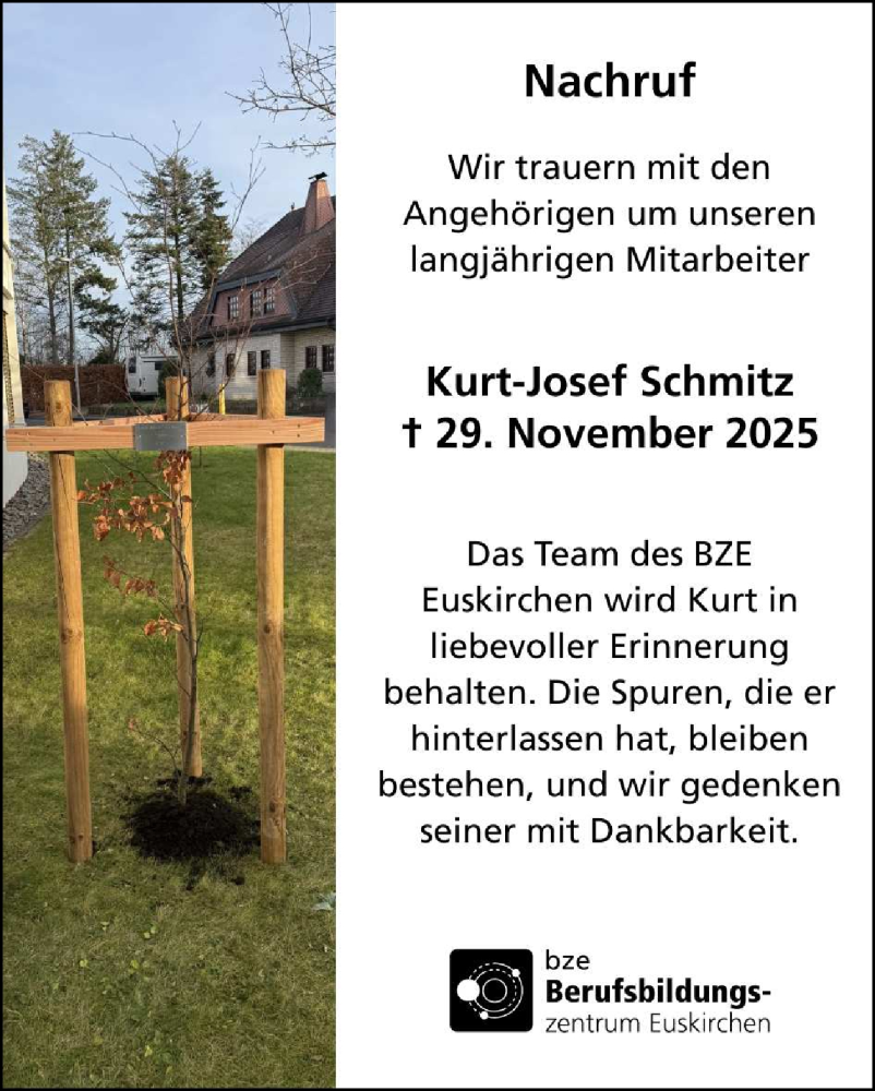 Traueranzeige für Kurt-Josef Schmitz vom 17.12.2025 aus WochenSpiegel