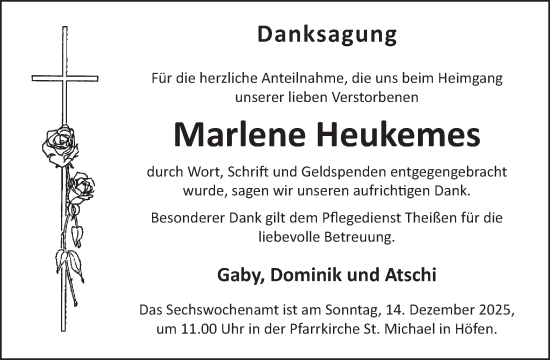 Traueranzeige von Marlene Heukemes von WochenSpiegel