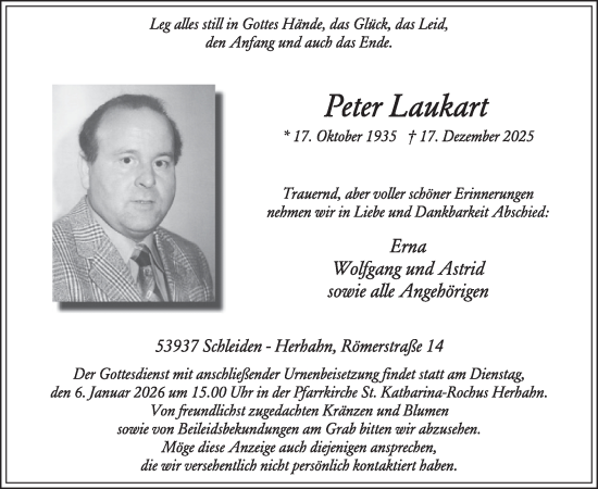 Traueranzeige von Peter Lankart von WochenSpiegel