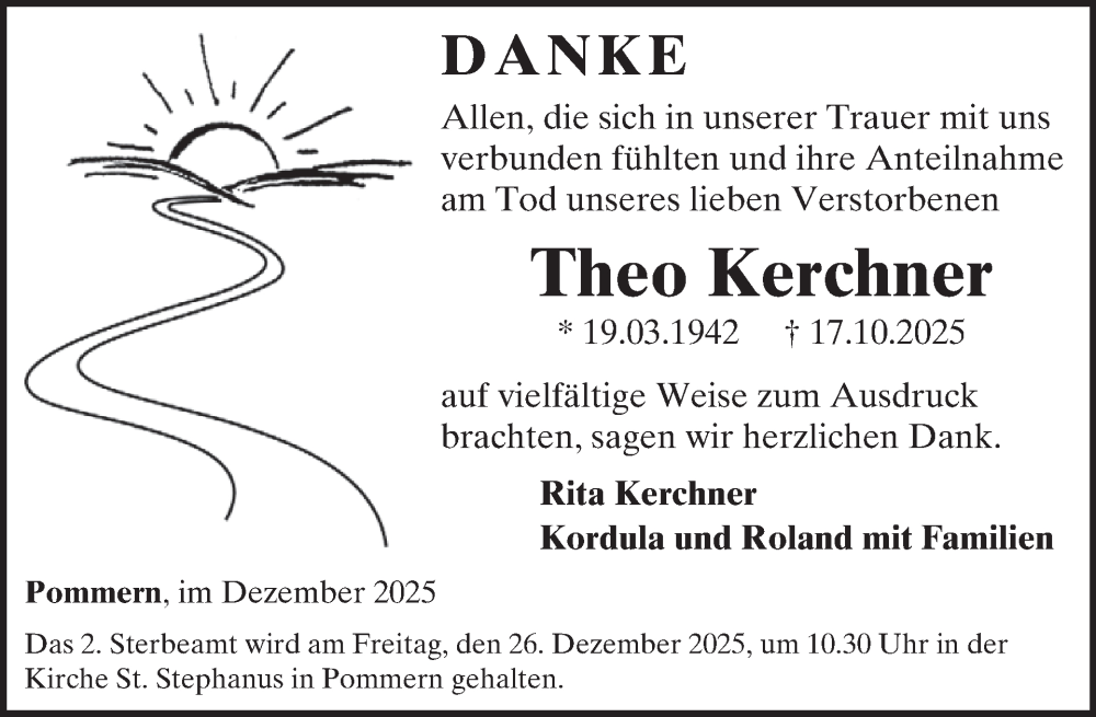  Traueranzeige für Theo Kerchner vom 03.12.2025 aus WochenSpiegel