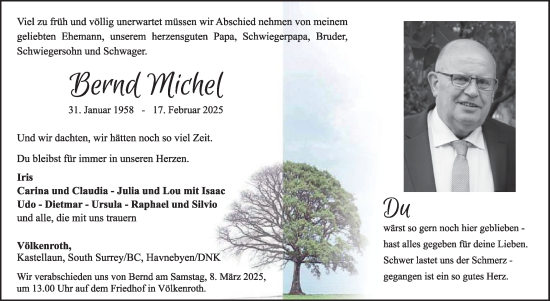 Traueranzeige von Bernd Miche von WochenSpiegel
