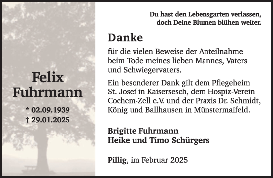 Traueranzeige von Felix Fuhrmann von WochenSpiegel