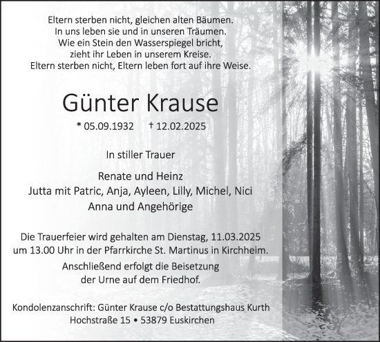 Traueranzeige von Günter Krause von WochenSpiegel