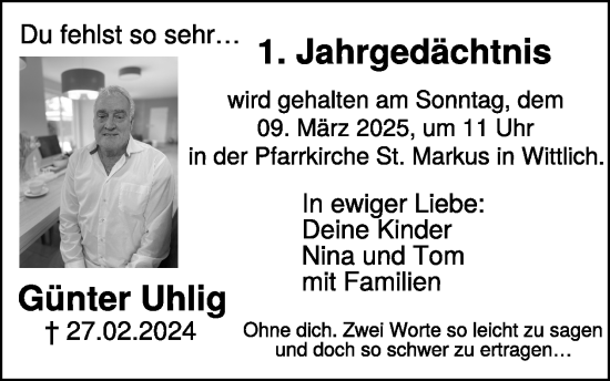 Traueranzeige von Günter Uhlig von WochenSpiegel