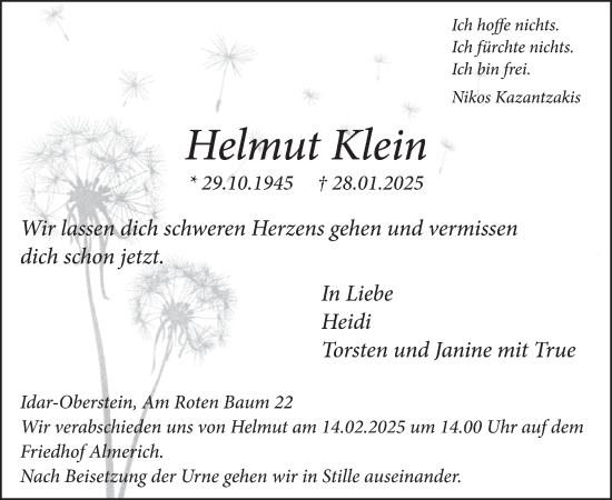 Traueranzeige von Helmut Klein von WochenSpiegel