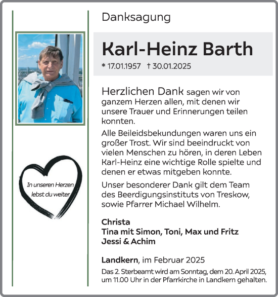 Traueranzeige von Karl-Heinz Barth von WochenSpiegel