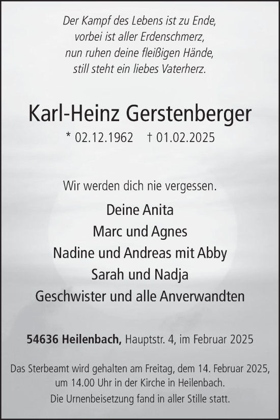 Traueranzeige von Karl-Heinz Gerstenberger von WochenSpiegel