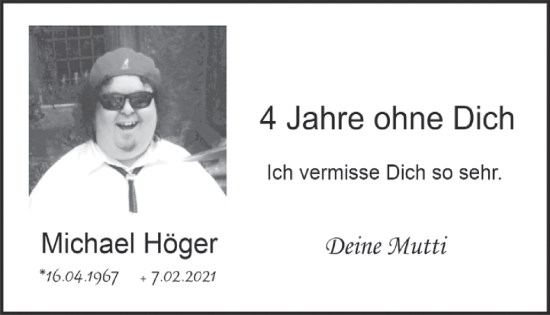 Traueranzeige von Michael Höger von WochenSpiegel
