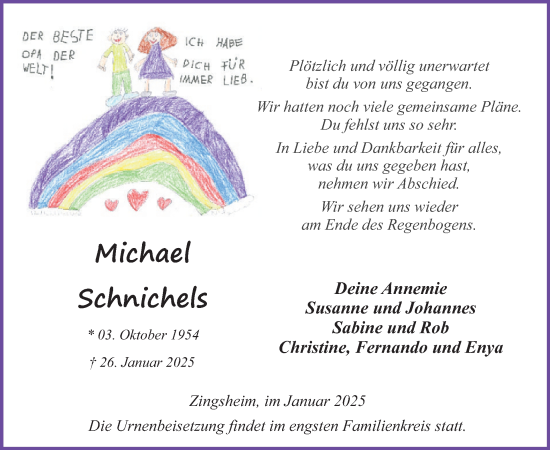 Traueranzeige von Michael Schnichels von WochenSpiegel